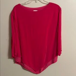 VTG CLICK Color Me Cotton Made in USA Pink 3/4 Sleeves Tunic Top XL 100% Tencel